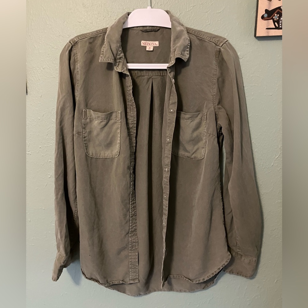 Army Green Button-Up - Picture 2 of 7